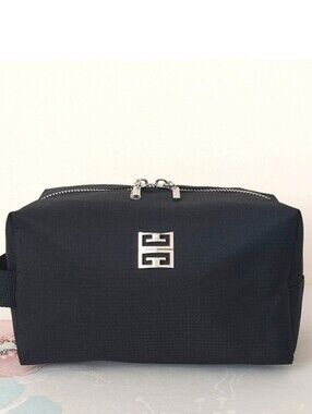 NWOT Givenchy Black Toiletry Kit with Silver Logo